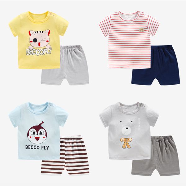 

хлопок младенца лета детские мягкие с короткими рукавами шорты костюм футболки футболки для малышей мальчиков и девочек дети мультфильма мил, White