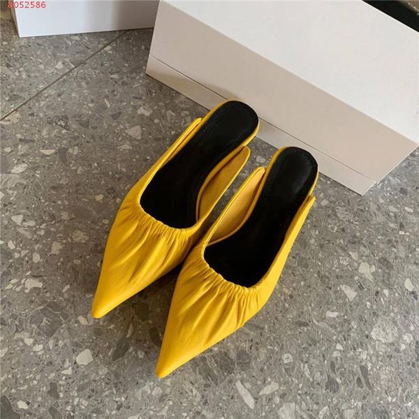 

low heel pointed toe single shoe female 2020 spring and summer lazy person bag head half drag slippers, Black