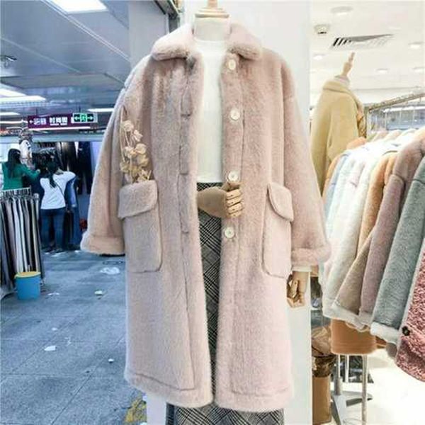 

new women jacket single breasted loose sweater 2019 autumn winter casual warm water velvet coat women sweater overcoat, Black