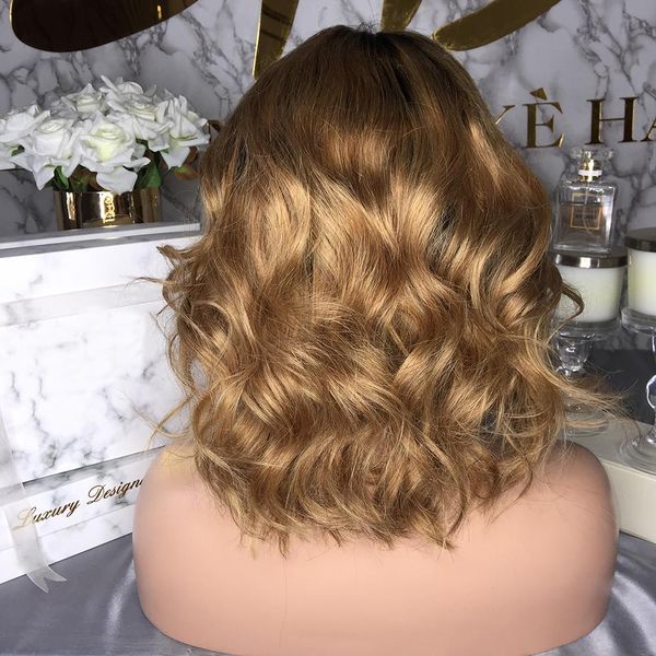 

ombre midium blonde lace front wig body wave brazilian human hair wigs with baby hair lace wigs form women, Black