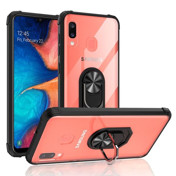 Askeri Sınıf Temizle şeffaf darbelere dayanıklı Vaka Halkası Kickstand için Samsung Galaxy A10, A20, A30, A50 A30S A70 A70S A10E A20E A70E A10S A20S