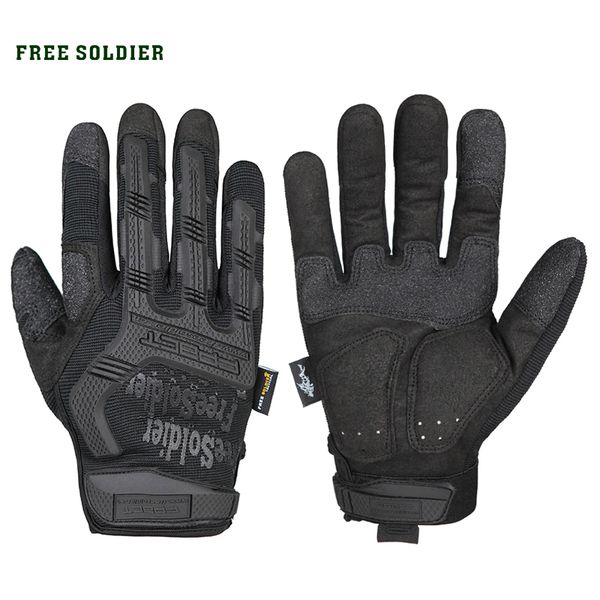 

soldier outdoor hiking cycling training sport tactical gloves men full finger wear non-slip protection gloves, Black