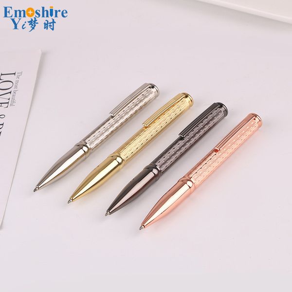 

full metal rotating ballpoint pen business creative advertising gift pen custom logo ball for new year company gifts p874, Blue;orange