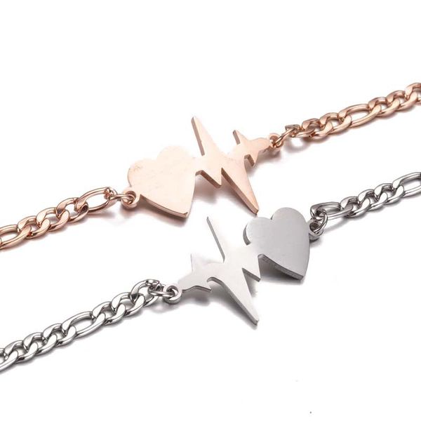 

heart bracelet stainless steel ladies chian bracelet gold women 2020 charms for women silver punk, Black