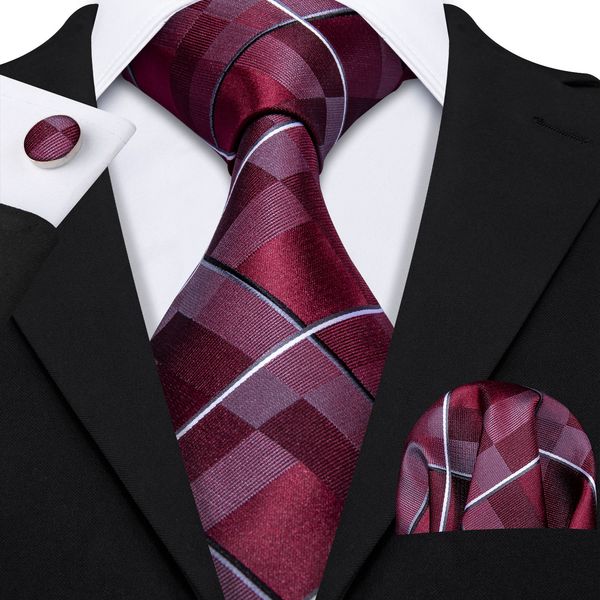 

быстрая доставка tie set мода красный белый плед мужская шелковый жаккард woven галстук платок запонки свадьба бизнес-n-5151, Black;blue