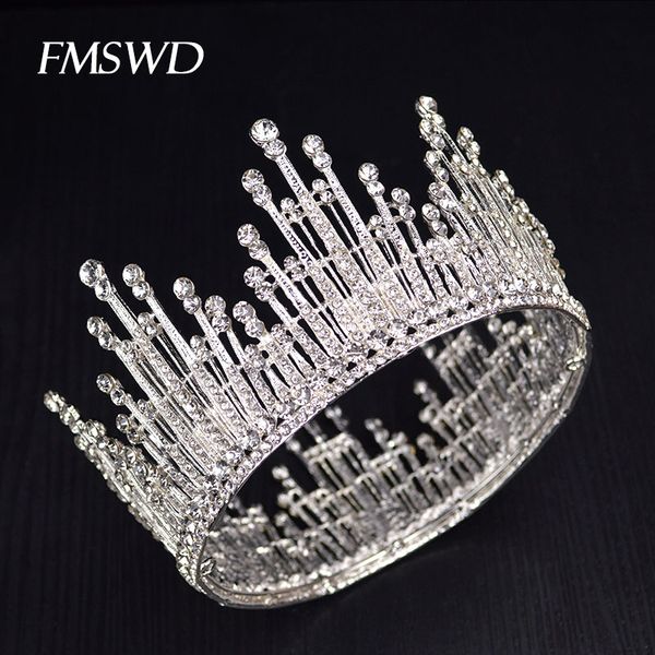 

ювелирные урожай золото серебро цвет роскошные rhinestone pearl большой tiara queen round big crown для невесты свадебные аксессуары для вол, White;golden