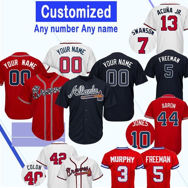 

Customized Atlanta Jersey Braves 5 Freddie Freeman 13 Acuña Jr 3 Dale Murphy 44 Hank Aaron 10 Chipper Jones 100% Stitched 20 Josh Donaldson