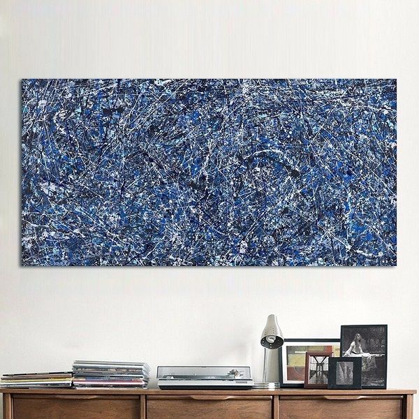 

ax2hd джексон поллок синий фон высокое качество расписанную / hd печати modern wall art home decor абстрактное искусство живопись маслом на