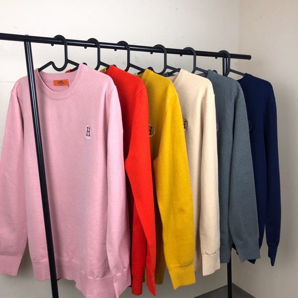 

20ss luxurious brands design hms embroiderd knitted sweater pullover hoodies men women outdoor streetwear sweatshirt jackets, Blue;black