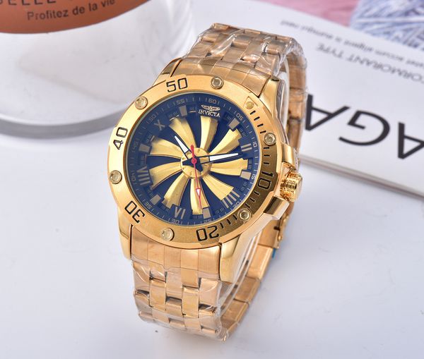 

high-quality invicta casual sports men's calendar quartz watch dz7333 personalized rotating dial steel belt sale, Slivery;brown