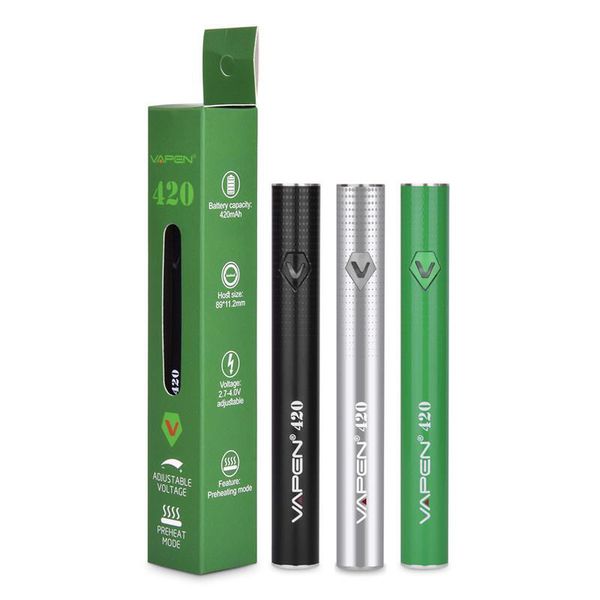 

Original VAPEN 420 Preheat VV Battery 420mAh Variable Voltage Adjustable with Micro USB Charger for 510 Thick Oil Cartridges Atomizer