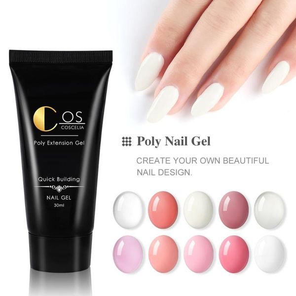 

coscelia 30ml nail led clear uv gel varnish nail polish art kit quick building for nails extensions hard manicure, Red;pink