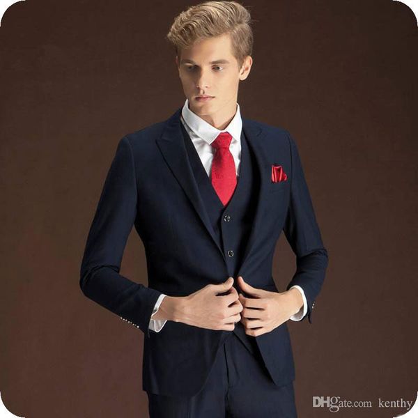 

сшитые синих мужчины деловых костюмов свадебной tuxedo groom wear остроконечная отворот тонкого best man blazer куртка 3шт groomsmen костюмы, Black;gray