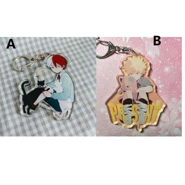 

boku no hero academia bakugou katsuki todoroki s keychain strap keyring 6cm, Silver