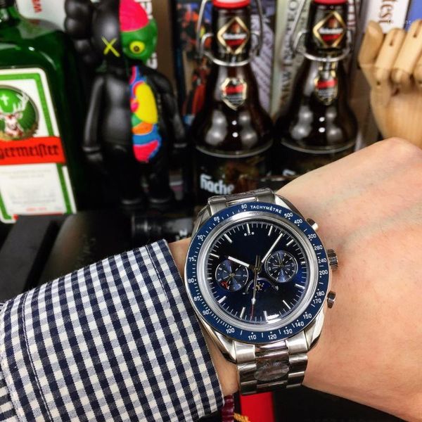 

watch 42mm automatic movement 904l steel strap wristwatches moon watch mechanical watch for men1, Slivery;brown