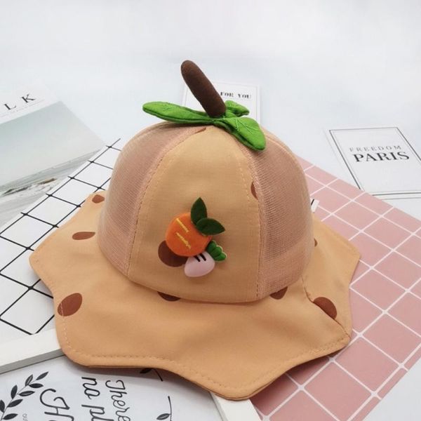 

kids hats summer cartoon dot sun protection hat sunscreen cap for girls boys casual bucket hats beach fisherman caps protection, Yellow