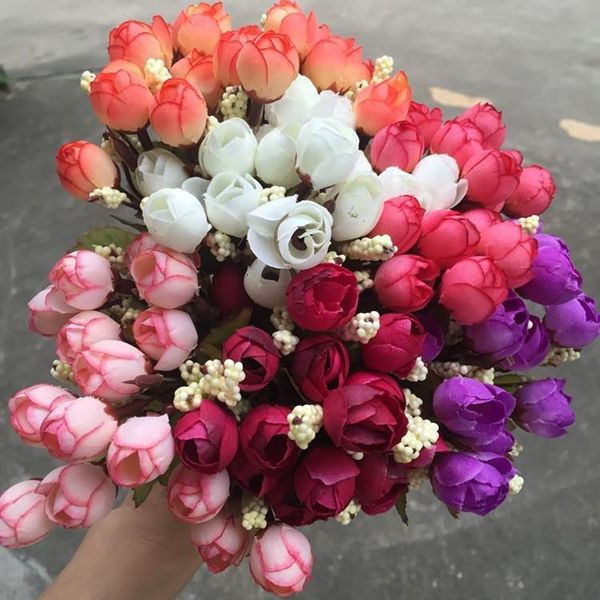 

colorful silk flowers artificial flower mini rose home decor for wedding small roses bouquet decoration new arrivel