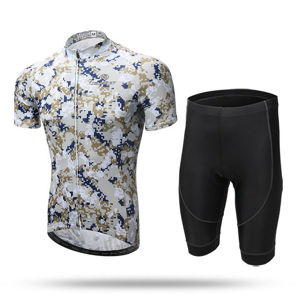 

xintown jungle camouflage print men's cycling sets bike bicycle jersey 3d padded shorts suits outfit cycling jersey short set, Black;red