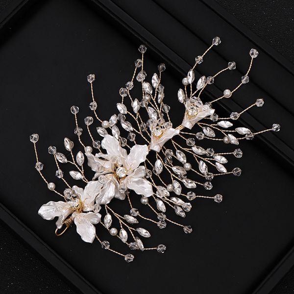 

new wedding hair accessories pearl shell crystal hair accessories bridal tiara princess head band bridal gift, Golden;white