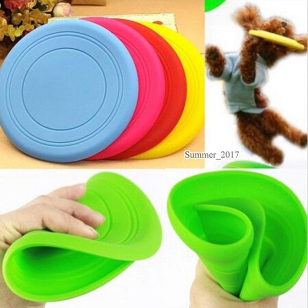 

fashion fantastic pet dog flying disc tooth resistant training toy play frisbee tide 8 colors silicone