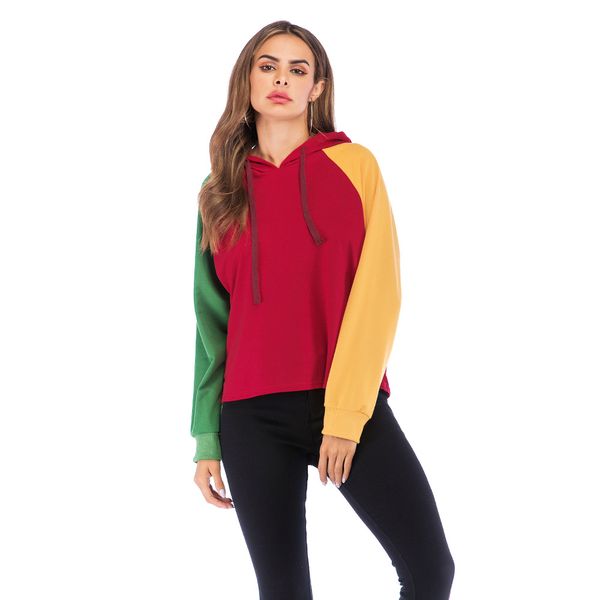 

2019 women casual loose punk hooded hoodie long sleeve stylish spring autumn thin, Black