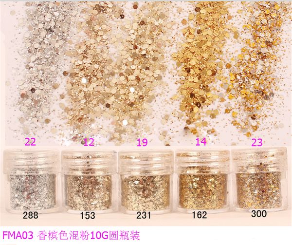 

1 box chunky glitter nail sequins iridescent flakes ultra-thin tips colorful mixed paillette festival glitter cosmetic face, Silver;gold