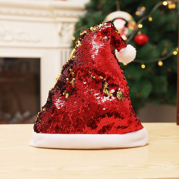 

2019 christmas santa claus sequined hat xmas holiday print dots cap gift non-woven ball caps