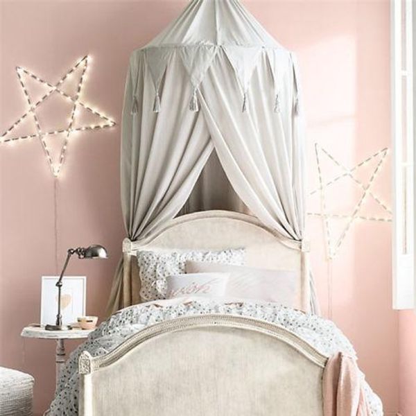 Colore puro Design semplice Kid Baby Bed Baldacchino Copriletto Zanzariera Biancheria da letto in cotone di alta qualità Tenda a cupola rotonda Household233g