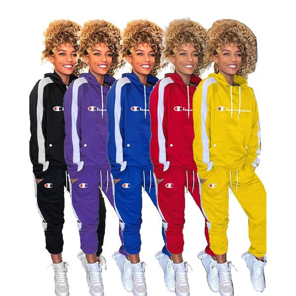 

Чемпионы Письмо Печати Женщины Спортивный Костюм Одежда С Капюшоном Брюки Из Дву