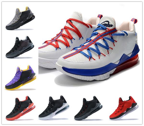 

low l17 tune squad bred white black men basketball shoes james 17 grey university red mens sports sneaker with box