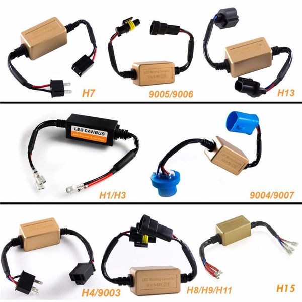 

pair h11 h15 h4 h7 9007 9005 led can-bus warning error decoder canceller capacitor anti-flicker resistor harness systems