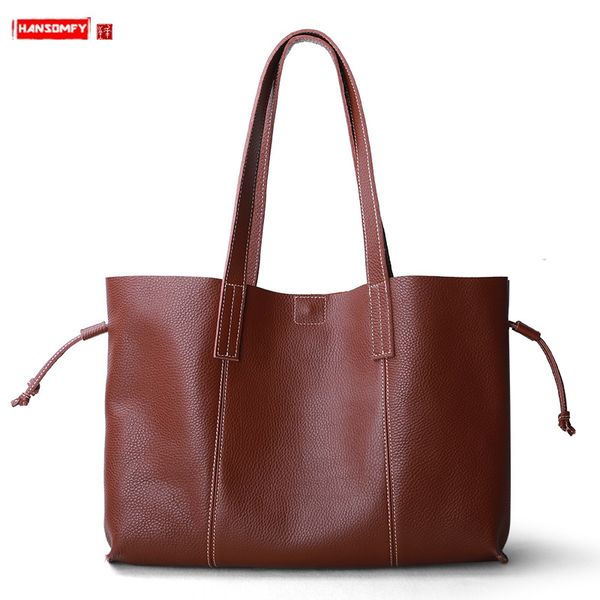 

2020 new bags women's handbag shoulder bag women big bags simple soft leather 14 inch lapbag female large-capacity tote
