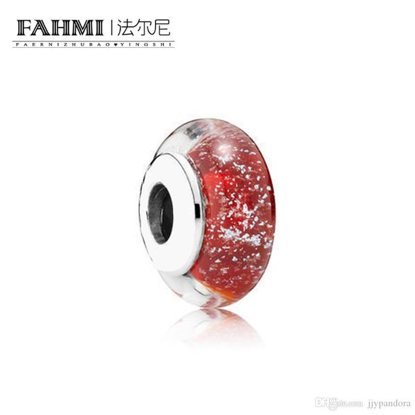 

fahmi 100% 925 sterling silver 1:1 original red glass beads authentic temperament fashion glamour retro wedding women jewelry, Black