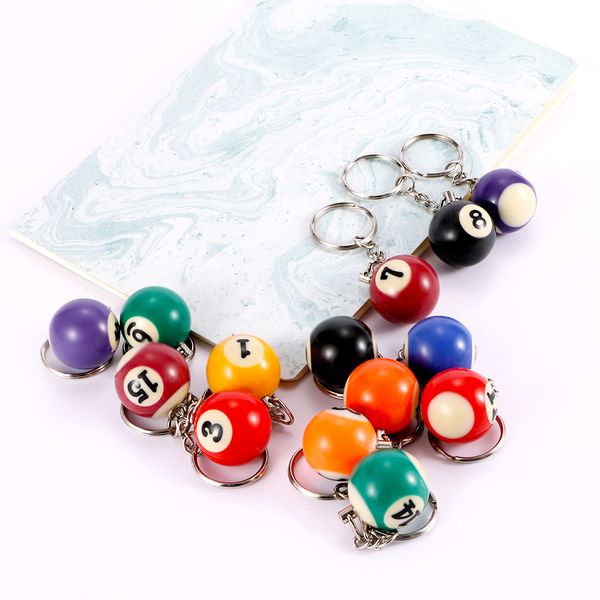

1pc table ball keychain fashion creative billiard snooker car bag key ring jewelry gift accessories girlfriend for women girl, Silver