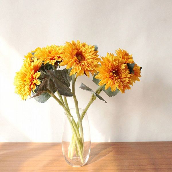 

autumn decoration single 6 colors melaleuca sunflower silk artificial flowers for home decoration office party garden decor