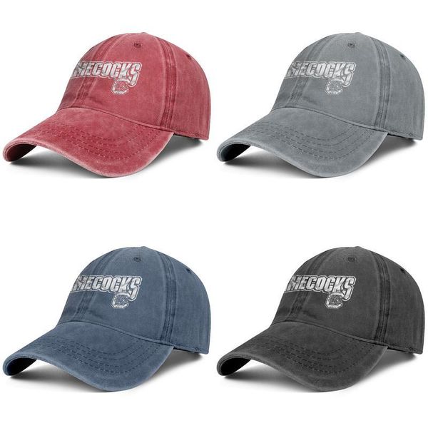 

south carolina gamecocks football logo red mens and womens baseball denim cap design fitted custom cool fashion cute unique hats mesh, Blue;gray