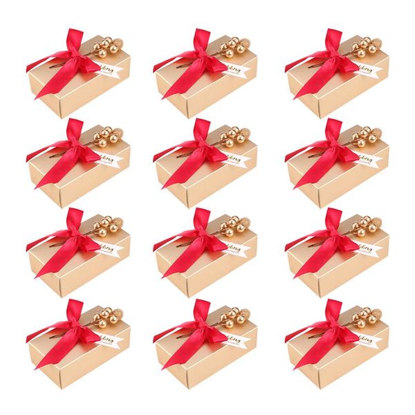 

12pcs candy boxes treat paper boxes wedding favors chocolates gift holder packaging with bowknot for wedding