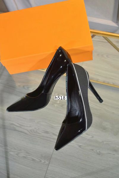 

2019 with boxs designer party wedding shoes bride women ladies sandals with boxs dress shoes pointed toe high heels size 40, Black