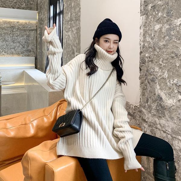 

2020 women turtleneck sweaters autumn winter pull jumpers european casual twist warm sweaters female oversized sweater pull a125, White;black