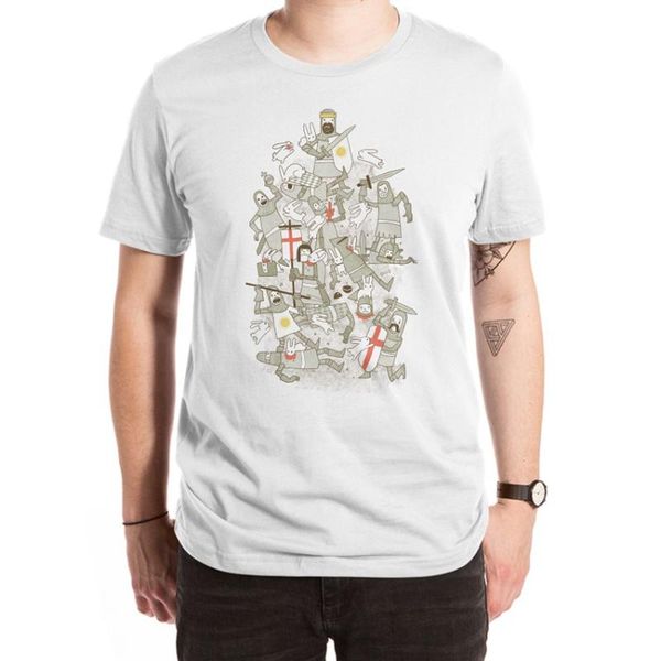 

bad tempered rodents t shirt monty python flying circus holy grail knights midieval rabbits bunnies creme cream, White;black