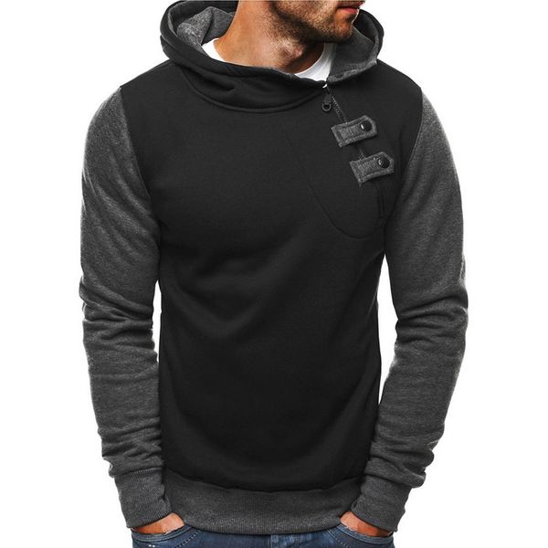 

lasperal 2018 sweatshirts men autumn fashion long sleeve pullover sweatershirt casual zipper patchwork mens hoodies sweatershirt, Black