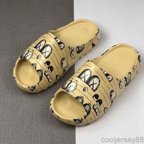 

2020 kanye west slide men women kids fashion slippers bone desert sand resin earth brown foam runner slides mens beach l sandals, Black