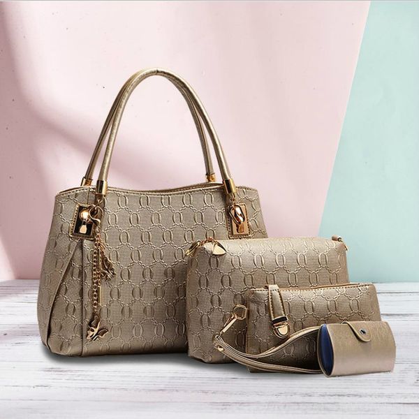 

women handbag messenger bag ladies designer crossbody bags lady clutch purse #b2a6 retro shoulder 4 colors lattice 3pcs set