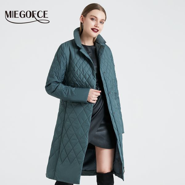 

miegofce 2019 spring women parka coat warm jacket women thin cotton quilted coat with standing collar new collection of designer y190926, Black;white
