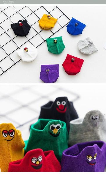 

the new insta-style trend is an expression of light-mouthed lovers' sesame street cotton socks, Black;white