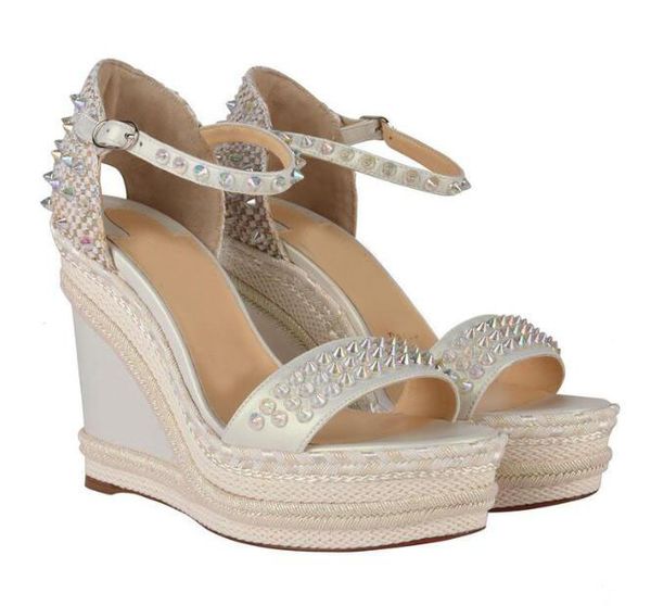 

сексуальная летняя леди красное дно madmonica клинья насосы женские шипы высокие каблуки гладиатор белые кожаные сандалии вечернее платье, Black