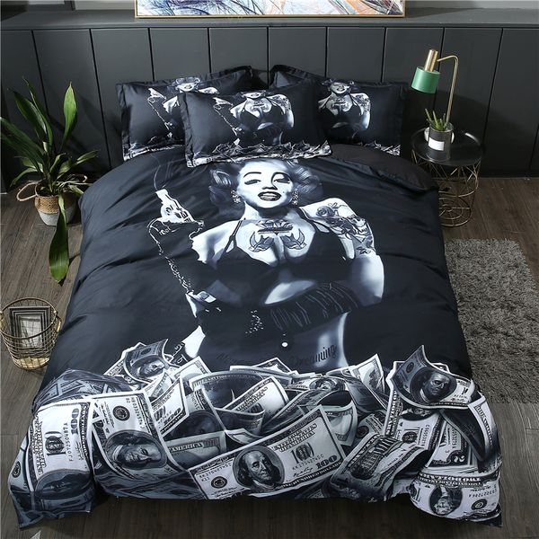 

3d marilyn monroe bedding set twin  king 3d skull duvet cover sets pillowcase bedclothes bed linen set home textile