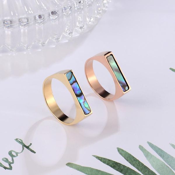 

new gold rose gold titanium steel multicolor shell ring simple personality couple jewelry ring, Slivery;golden