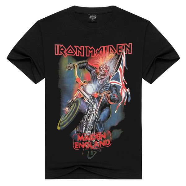 

men's european and american style 3d printed fashion short sleeve t-shirt im iron maiden band hip hop cotton t shirt for men, White;black