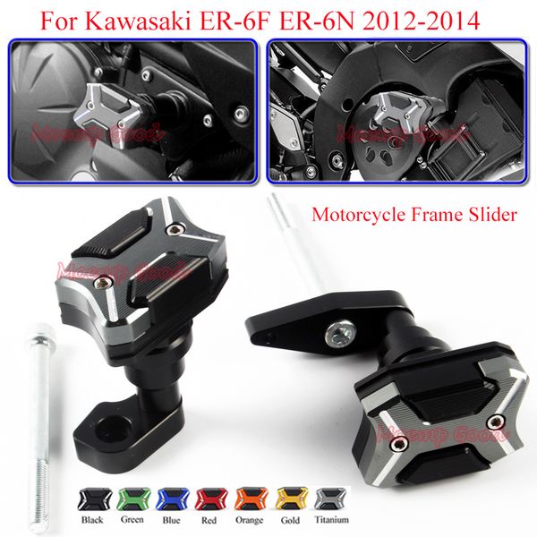 

motorcycle cnc frame sliders falling protection anti crash pads anti-drop ball protector for ninja er6f er-6n 2012-2014